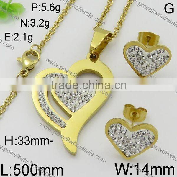 Latest hot heart style wholesale 18k gold jewelry set