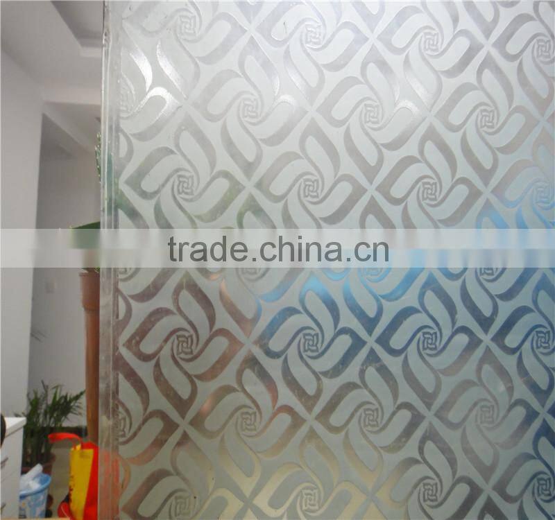 4-8mm Clear And Tinted Building Decorative Acid Etched Glass