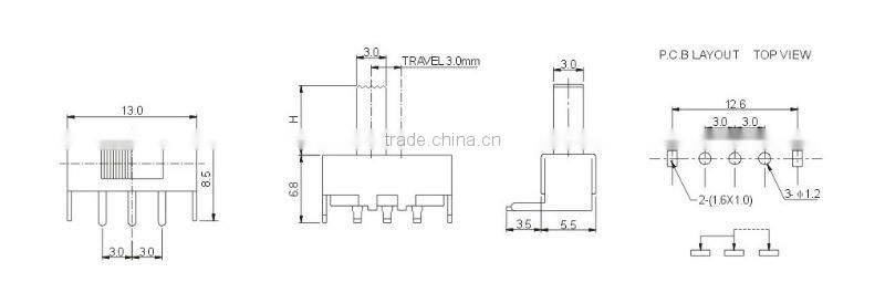 SS-12F23(1p2t) 5 pin smd slide switch