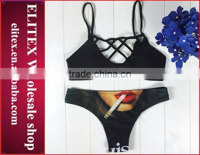 2017 Newest smoking sexy print swimsuit CK356