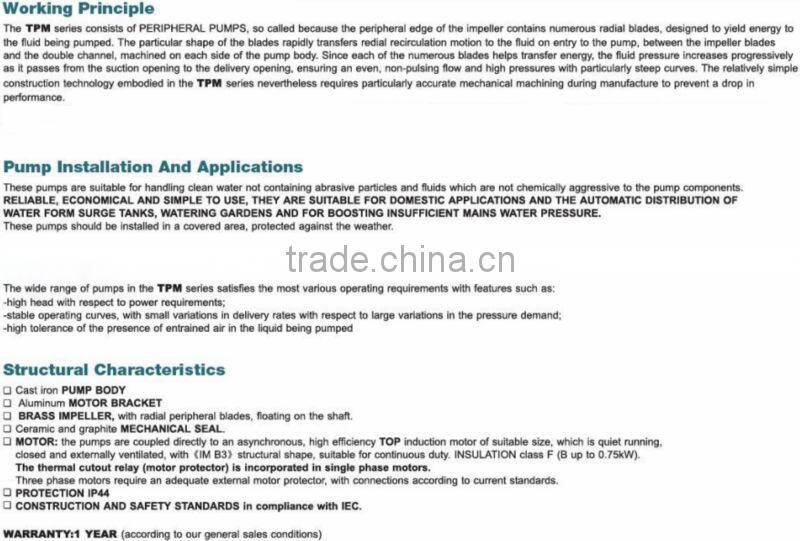 Cast iron end suction peripheral pumps TPm80