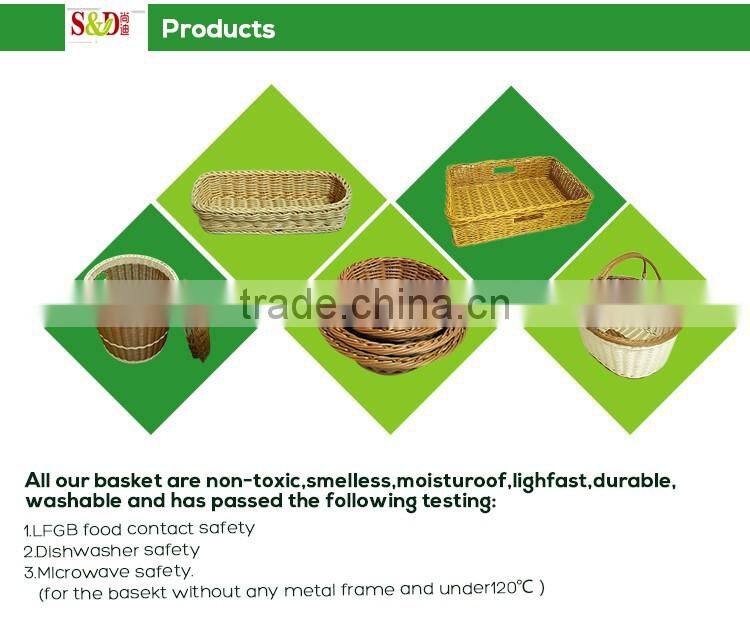 S&D eco-friendly small Hot sale colorful pe rattan handcrafts durable round wicker fruit baskets