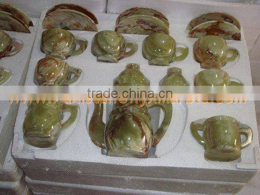 NATURAL COLOR ONYX TEA SETS HANDICRAFTS