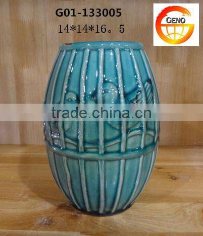 Cylinder decorative vase for hotel with two birds