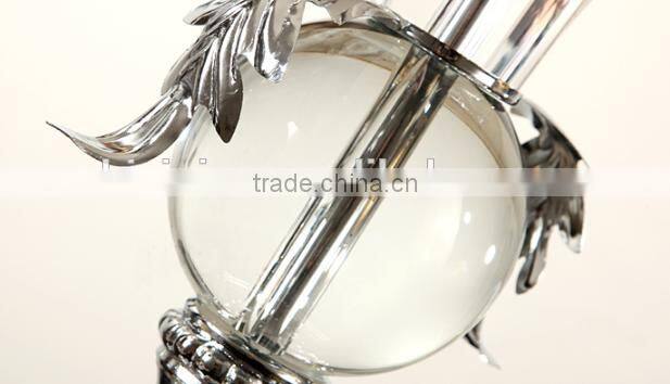 K9 crystal lamp body metal lamp bottom table lamp with fabric lampshade