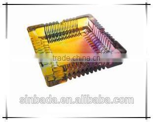 Glass ashtray with decal on bottom ,high quality ashtray,square glass ashtray