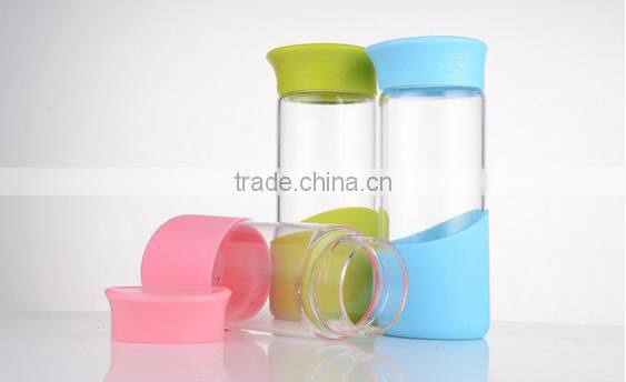 2016 Promotional fancy water glass bottle 10 gallon 500ml double wall glass water bottle