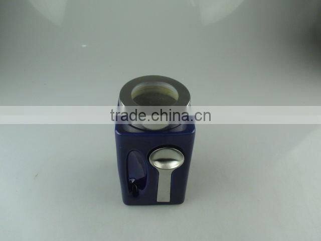 Prepackaged Colored Porcelain Canister With Spoon in stock