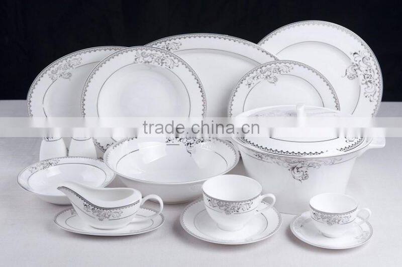 Fine Bone china New Bone china Porcelain Ceramic Silver&Golden design 36pcs Dinnerware opal 86pcs dinner set