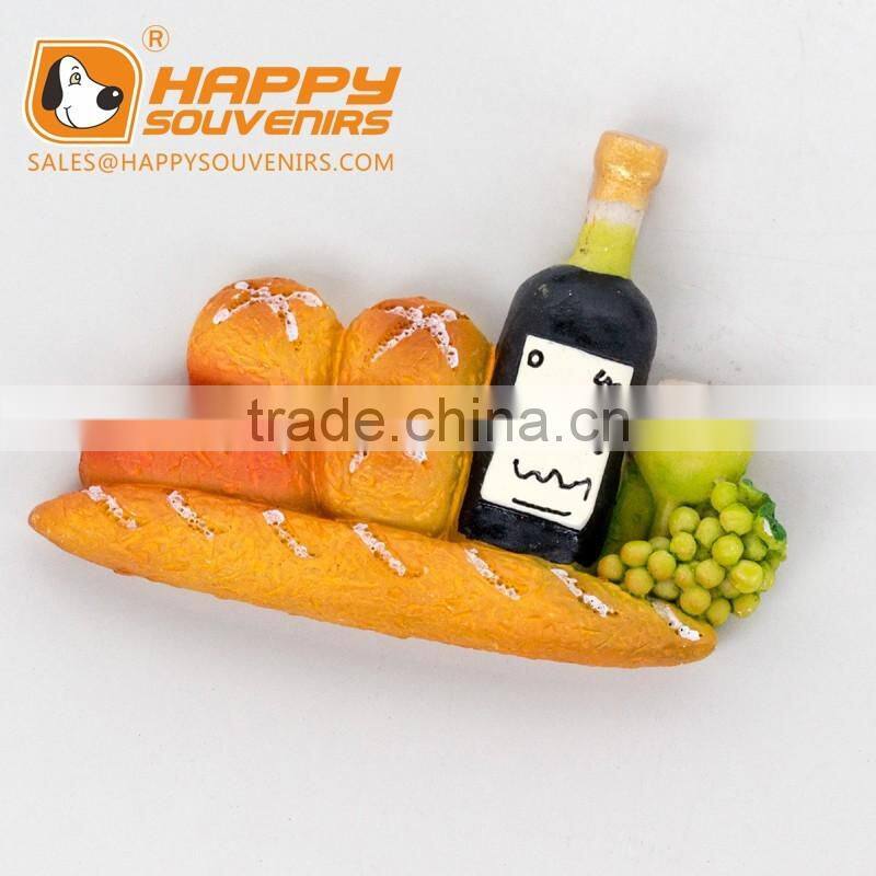 custom design French bread shape 3D resin fridge magnet