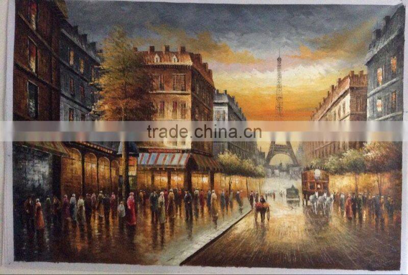 Paris Street Oil Painting on Canvas