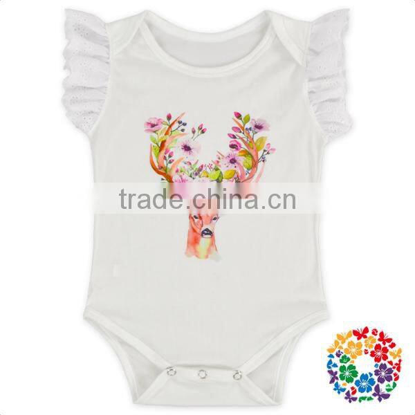 Wholesale boutique clothing kids body suits flutter sleeve summer white baby leotards romper kids bodysuit
