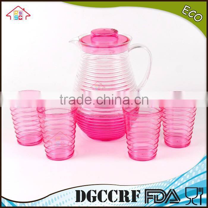 NBRSC set of 5 pcs plastic ps cold water jug spiral drinking water kettle tea pot water jug with cups