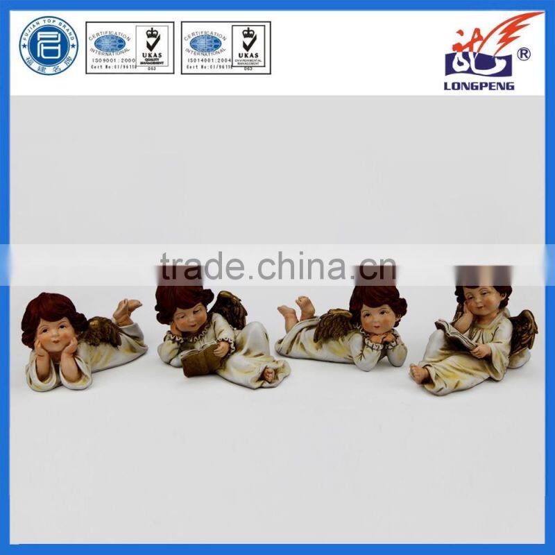 European Resin Home Decor Relaxed Angel and Studying Cherub Angel Statue