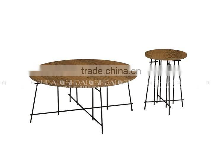 2017 Walnut Coffee Table With Black Metal Legs TA114L TA114S