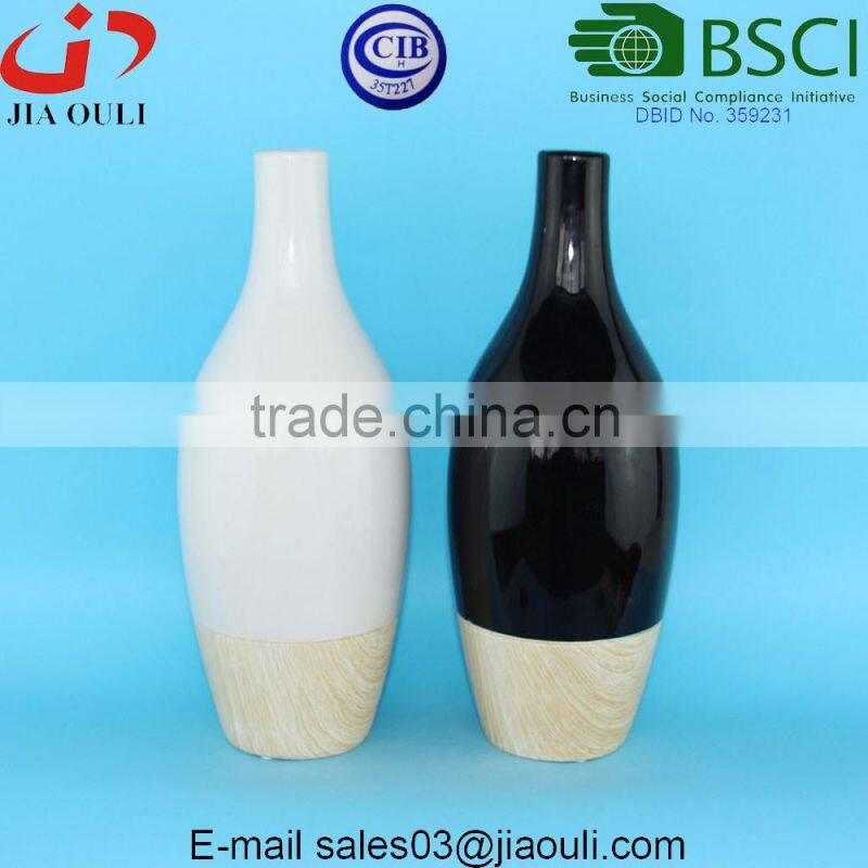Popular design Water transfer printing wood ceramic vase, mini flower vase