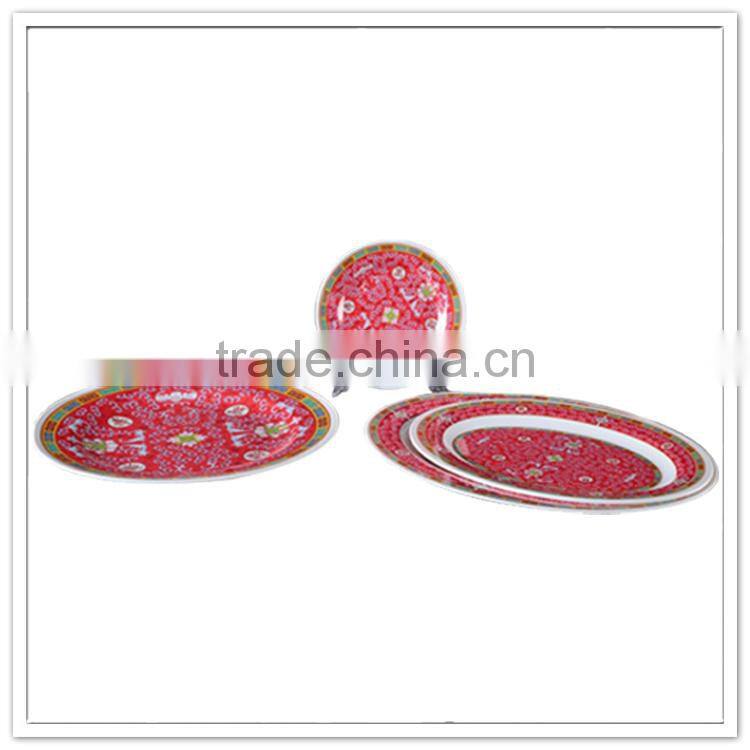 Red custom painting full print handprintde plates melamine corelle dinnerware