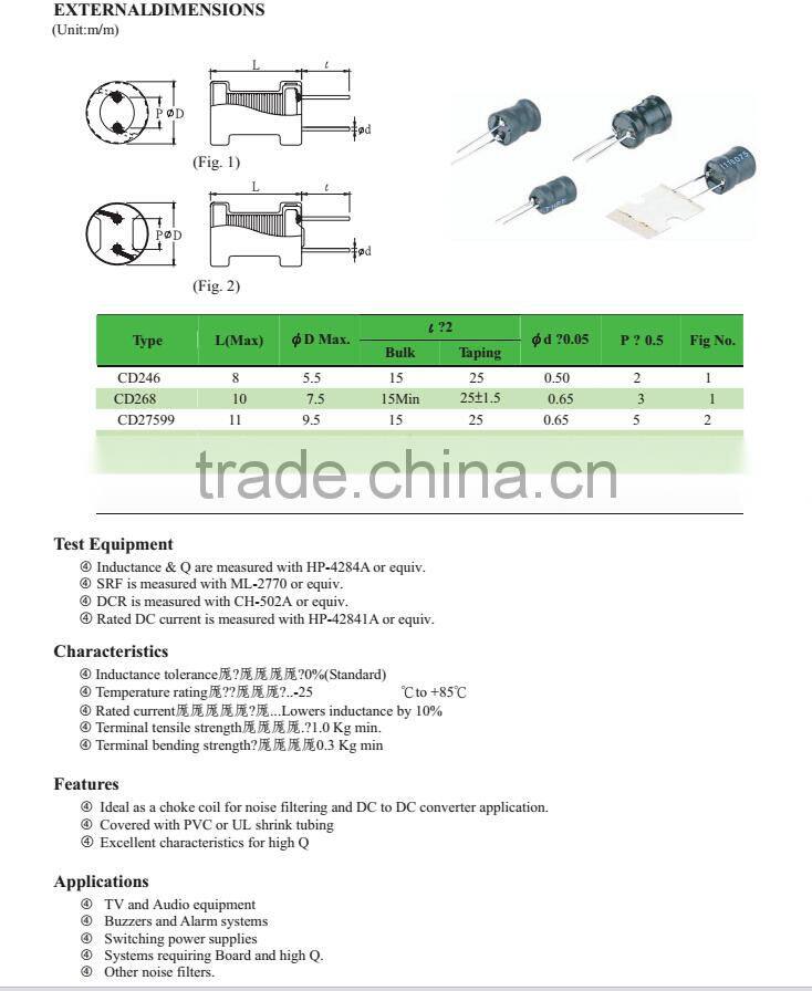 Radial Choke Wire wound Ferrite Core Power Inductor Toroidal Power Choke Coil Inductor
