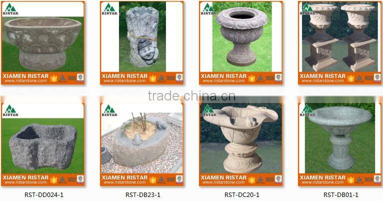For sale black G654 granite stone flower pot in garden RST-DA10