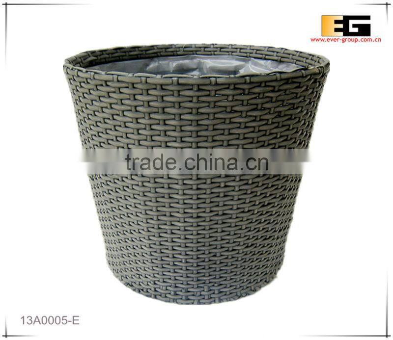 Round PE/Plastic rattan with liner deco basket