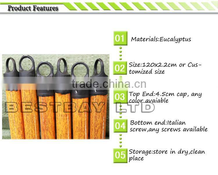 120*2.2 cm PVC coated wooden broom handle with Italian thread/long handle cleaning brush