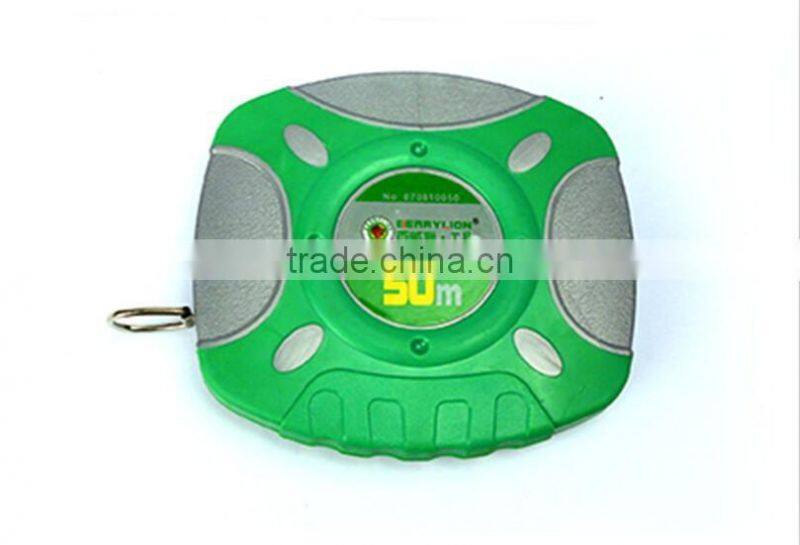 Rubber cover rolling 50m long measuring tape with high quality