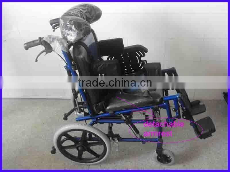 RehabiAluminum chair frame high back reclining wheelchair for cerebral palsy children/ cp chair/electric power /folding/economic