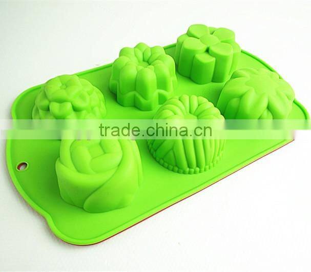 11031 Six flower shaped promotional gift silicone cake mold