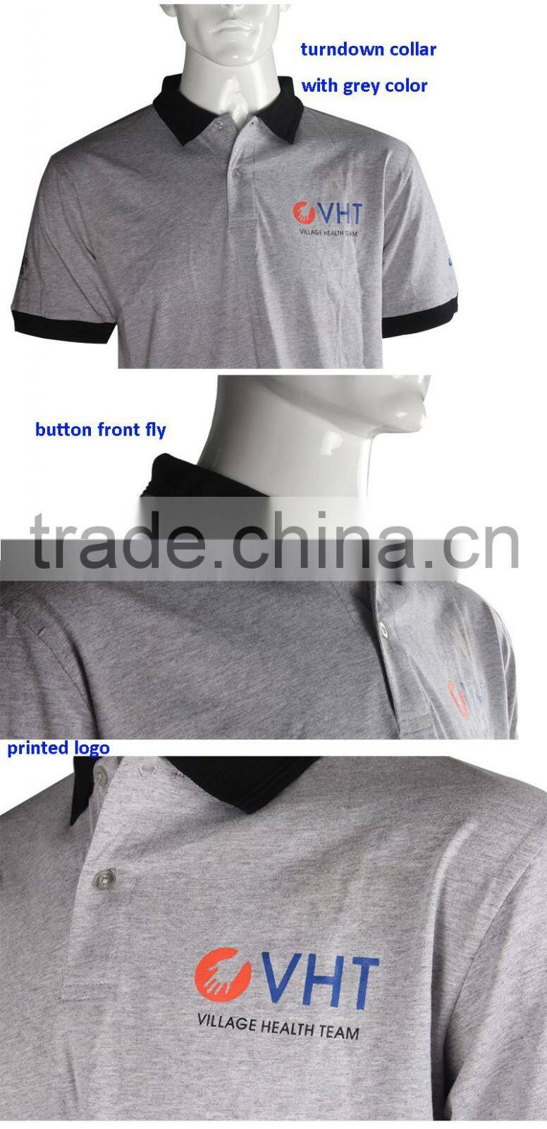 2016 Grey Printed Mercerized Cotton T-shirt