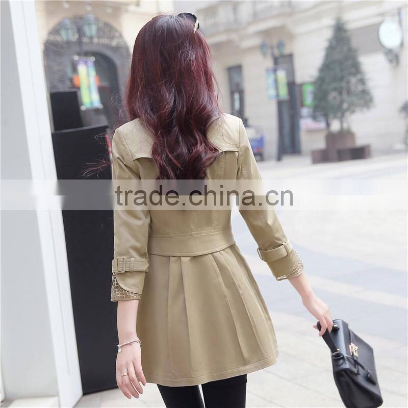 Fashion ladies coats long spring trench coat for women outdoor jacket