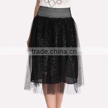 Domin women fashion jean denim skirts with mesh