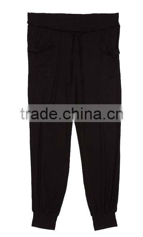 hot selling casual/summer black viscose harem pants for young woman