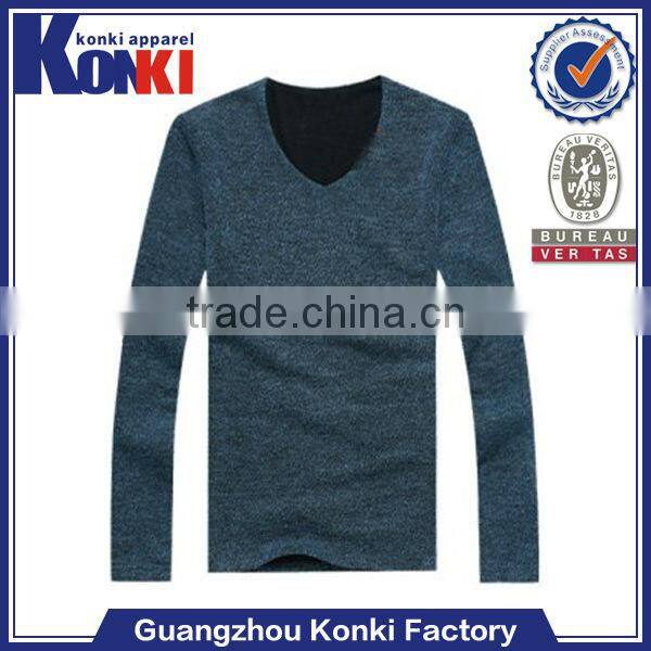 Best selling v neck ladies plain long sleeve t shirt