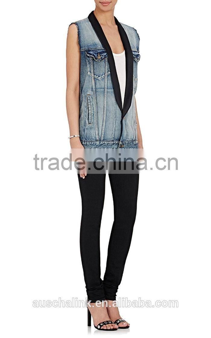 new arrival Autumn fashion design girls denim vest wholesale