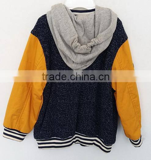 2016 cool boys muti-color embroidered coat with knitted hat for Autumn