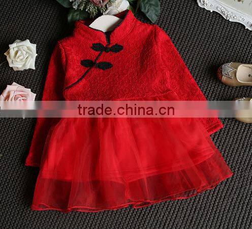 2016 Winter new baby girl dress national long-sleeved baby frock design picture princess dress