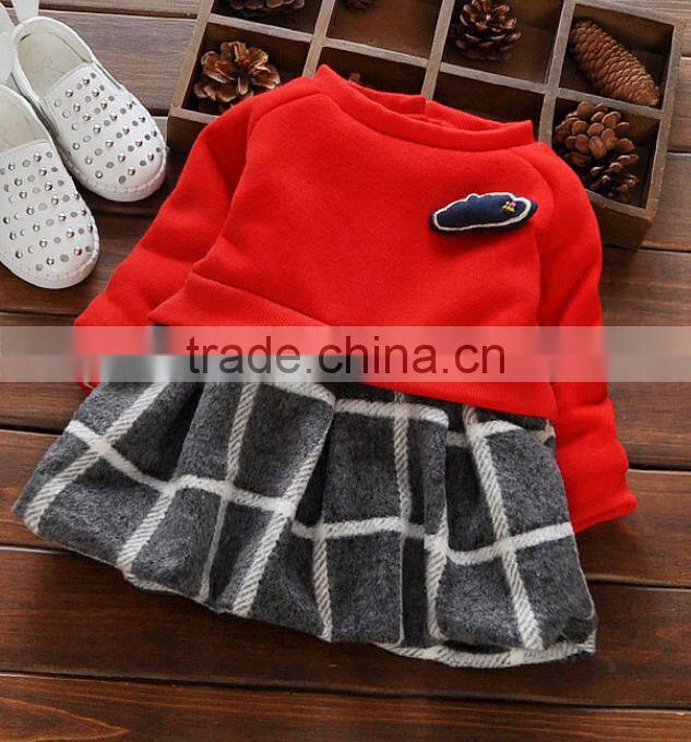 Hot Selling cheap price china factory direct sale kids baby girl winter party children lattice dresses