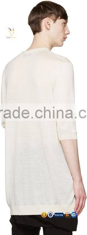 Fashionable New Design Half Sleeve Mens Long Cashmere Solid Color Sweaters