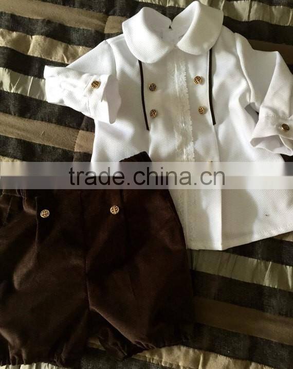 Baby Boys Posh Clothing Children White Chevron Shirts And Pants Outfit Baptism Sets