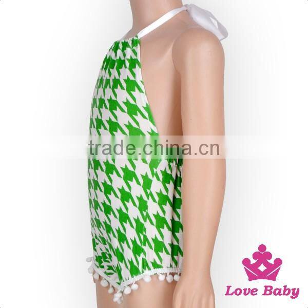 St.Patricks Day Fancy Baby Boutique Outfits Pictures Kids Wearing Jumpsuit Printed Hairball With Rabbit Ear Headband Romper