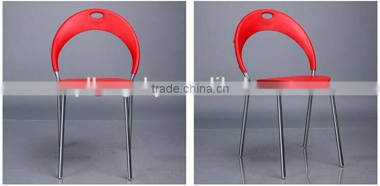 2015 leisure style metal frame stacking plastic chair with many colours,colouful plastic chair