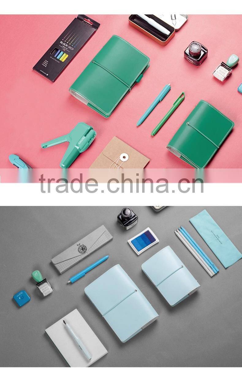 2017 fashion planner A6/A7 PU leather cover agenda planner loose leaf orgranizers with 6 holes metal clip/elastic string