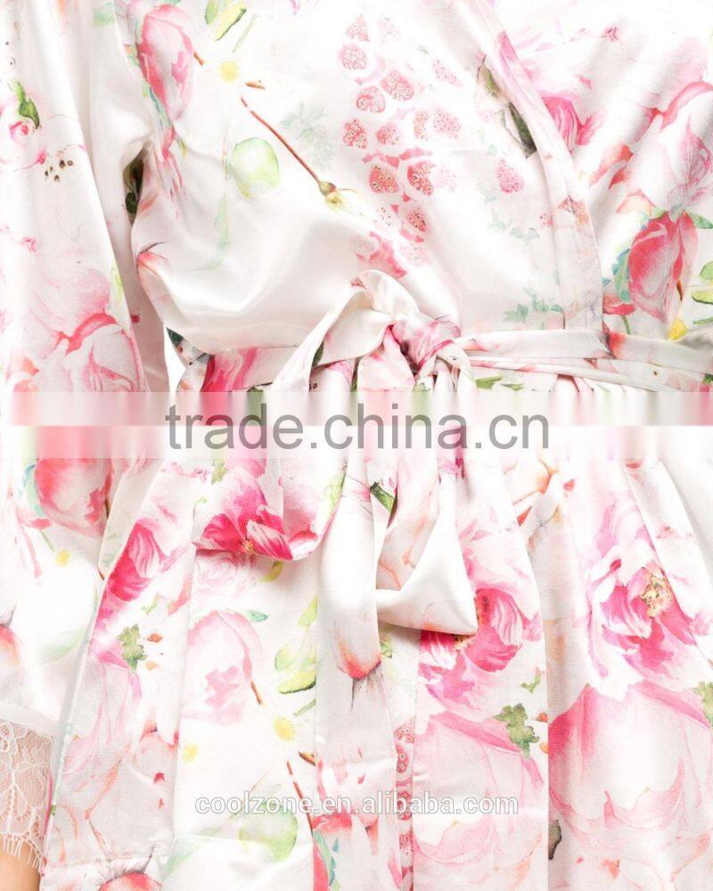 Relaxed fit long sleeves wrap front with detachable belt bath robe