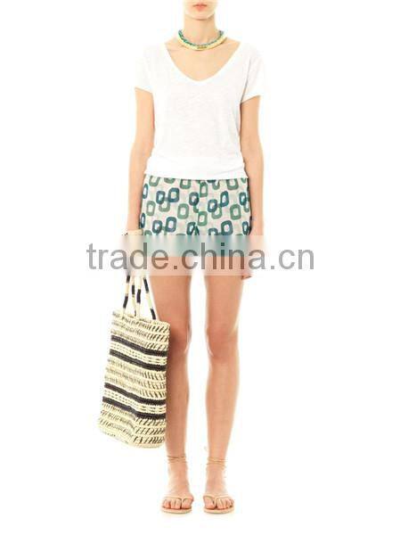 Chain Print Compression Waist Design Women Shorts