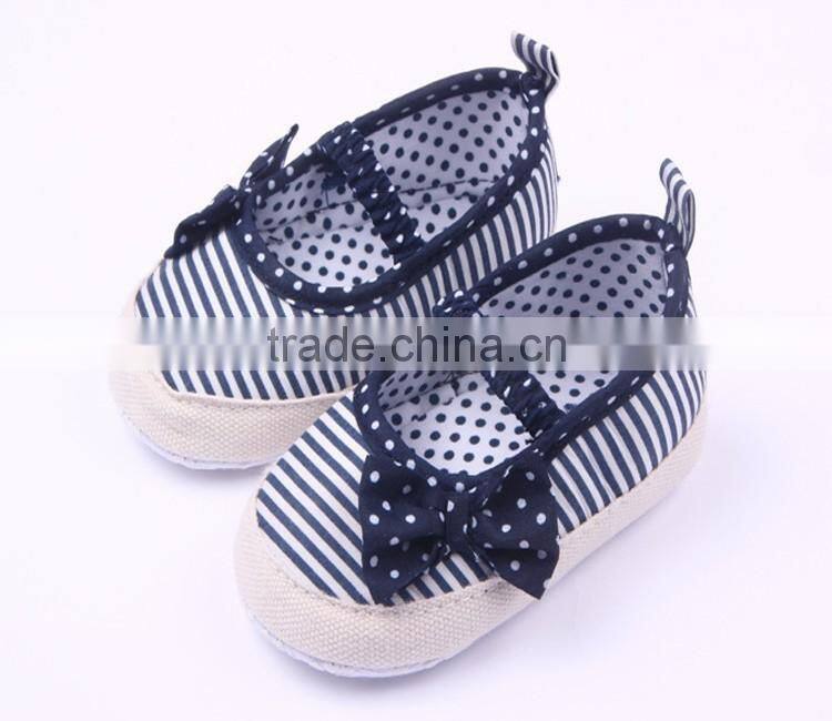 Navy style baby girls bowknot first walker shoes