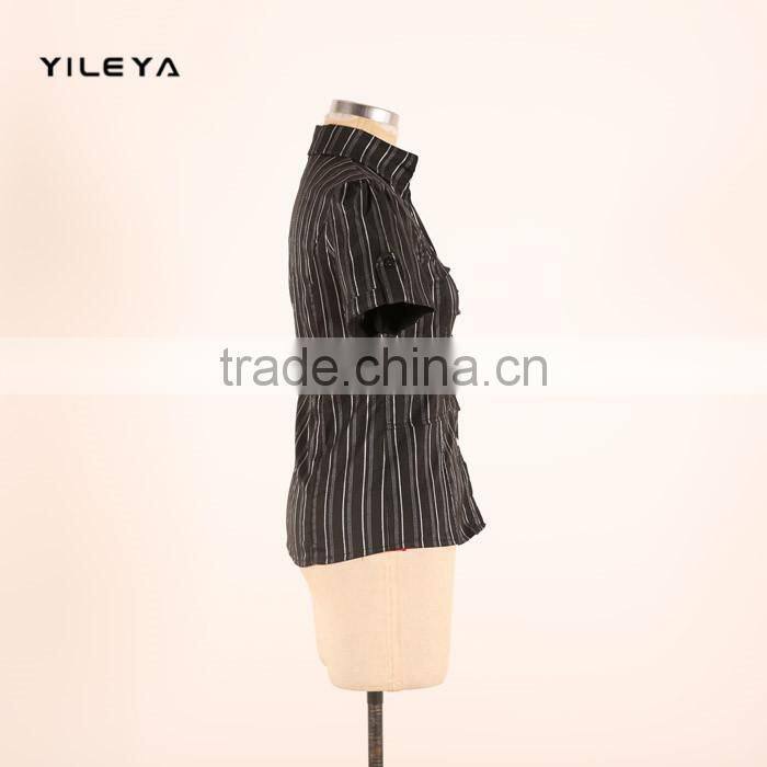 Mini fashionable office style women formal blouse designs with metal decoration