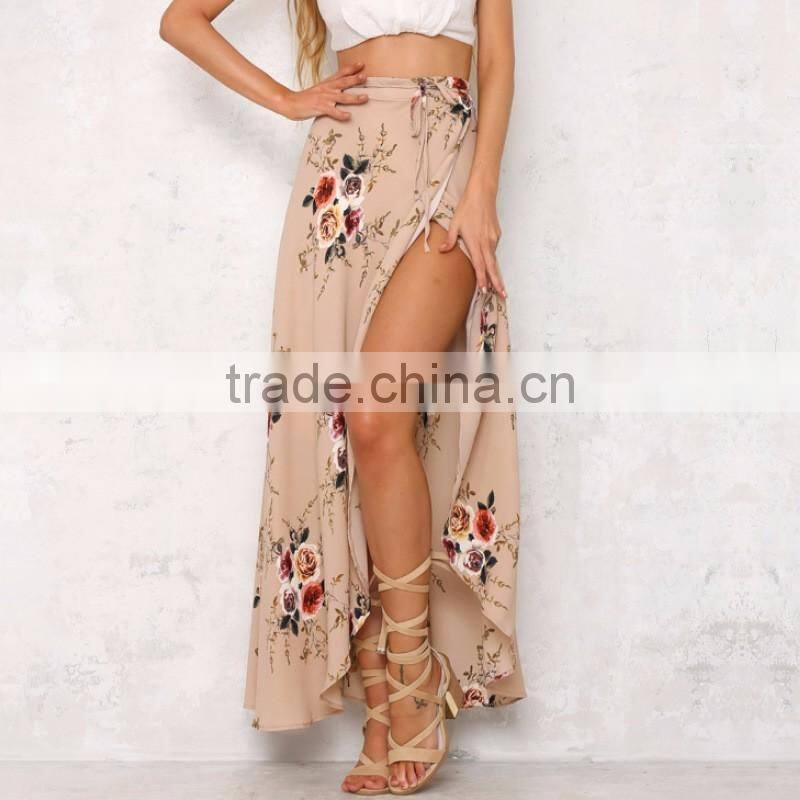 2017 Latest Fashion OEM sexy women summer printed long maxi skirt for wholesale