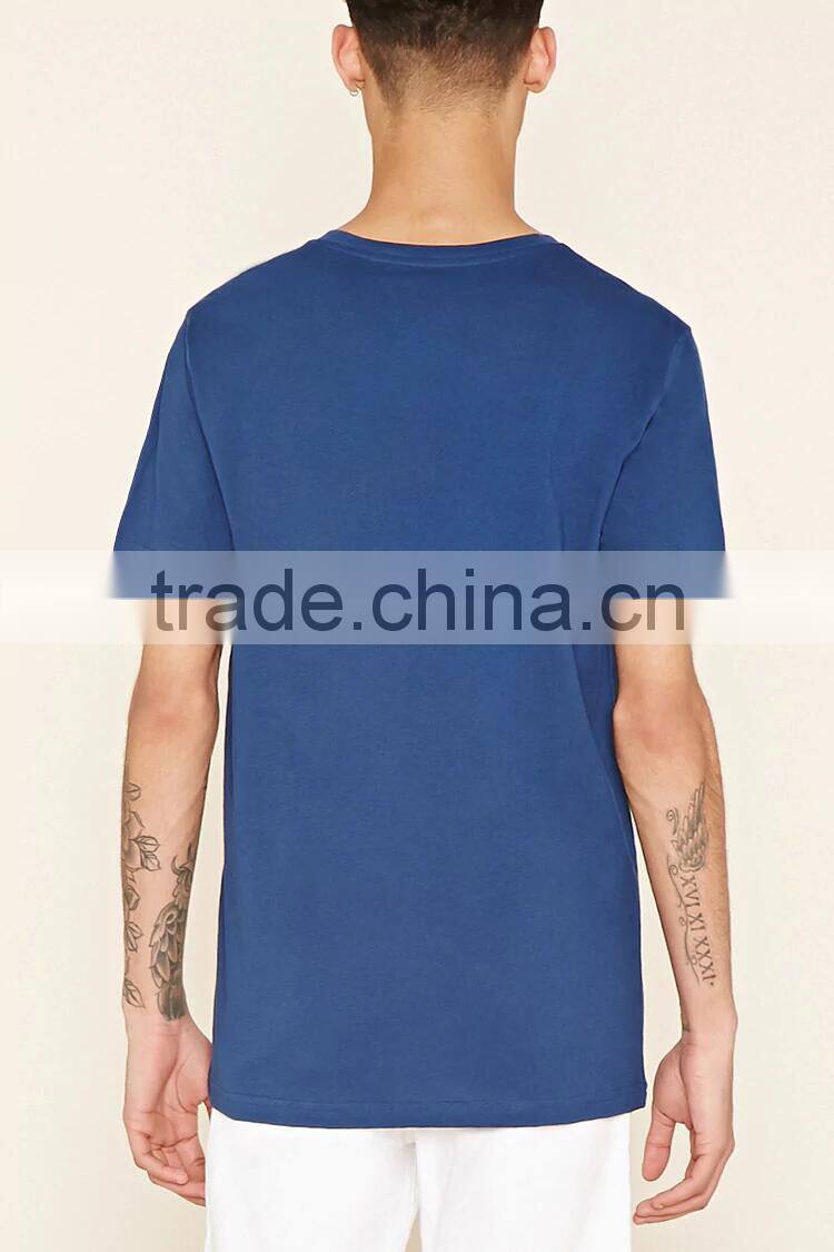 2017 Guangzhou Shandao OEM Summer 180g 100% Cotton V-Neck Short Sleeve Slim Fit Men's T- Shirt