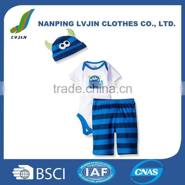 Baby Boys' 3 Piece Bodysuit, Cap, and Pant Set