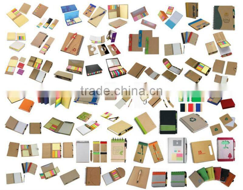 Spiral hard kraft paper cover recycle notebook with pen